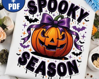 Upiorny sezon PNG, Dynia kokardka PDF, Dynia na Halloween, Koszulka na Halloween z ociekającą czcionką, Urocza grafika o upiornym klimacie, Prezent na Halloween