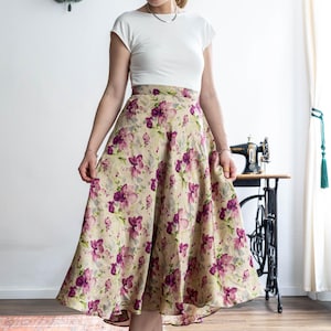 Pashmina Cotton Ankle-Length Skirt | Light Weight Summer Skirt | A line Silk Skirt | Silk-Cashmere Blend | Handcrafted Floral Skirt
