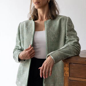 Green Velvet Jacket with Gold Hand Embroidery | Statement Blazer | Open front coat | Party Wear | Plush Handmade Luxury | Elegant Jacket