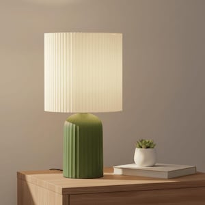 Calthea Lamp: Ribbed Calathea Design, Ambient Lighting | Modern Bedside or Shelf Accent