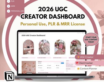 2026 UGC Creator Dashboard – Notion Planner I PLR & MRR