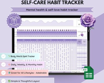 Self-Care Habit Tracker: Sunflower Wellness Journal (Google Sheets, PLR & MRR License)