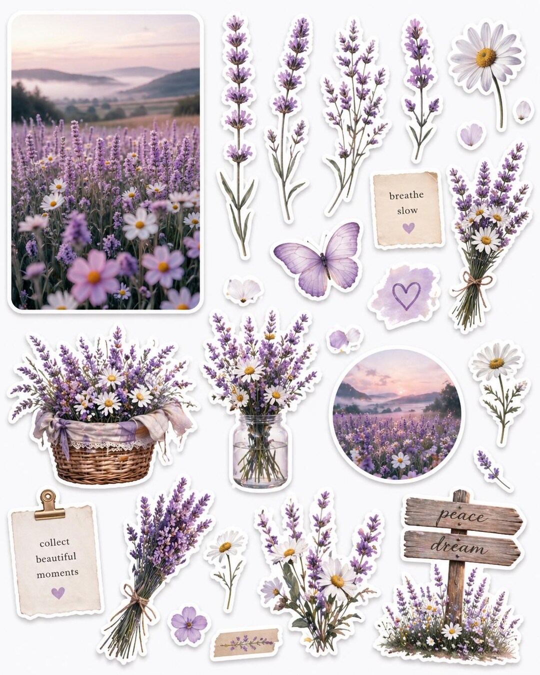 Flower Stickers Digital Download | Floral Planner Stickers | Cozy ...