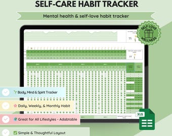 Self-Care Habit Tracker: Sunflower Wellness Journal (Google Sheets, PLR & MRR License)