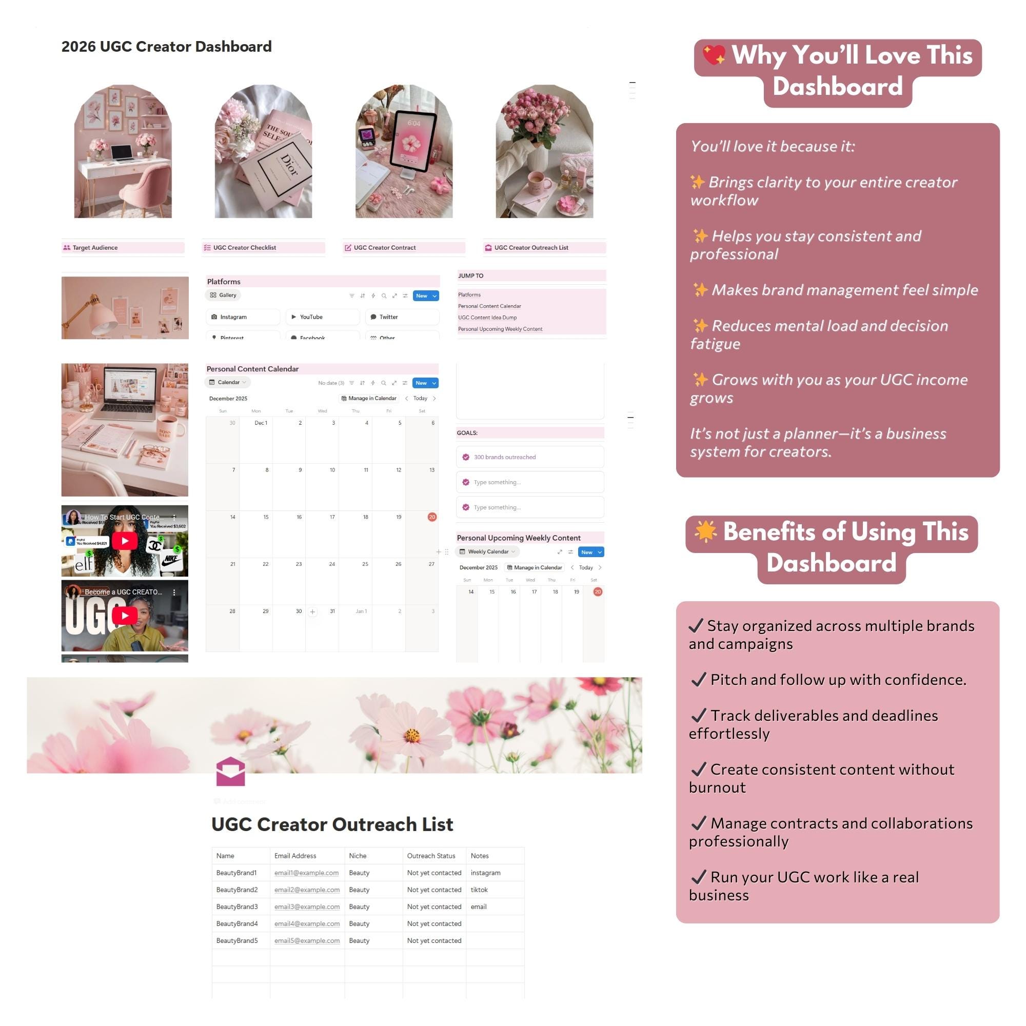 2026 UGC Creator Dashboard – Notion Planner I PLR & MRR - Etsy
