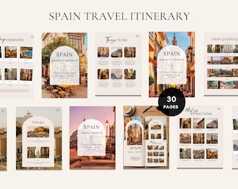 Spain Travel Itinerary Planner Printable | Editable Trip Planner | Vacation Organizer, Daily Plans, Packing List
