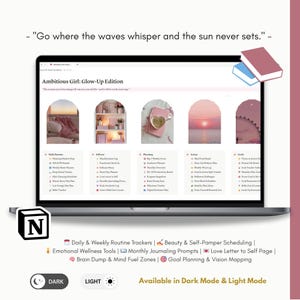 Glow-Up Notion Planner: Self-Care, Goals, Routines - PLR/MRR License (Digital Download bild 8