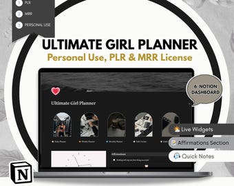Glow-Up Girl Planner Notion Template: Habits, Affirmations & Life Design (PLR/MRR)