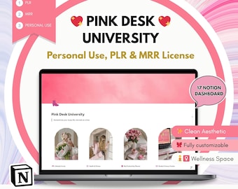 Agenda Estudantil Notion 2026 | Pink Desk University, PLR MRR