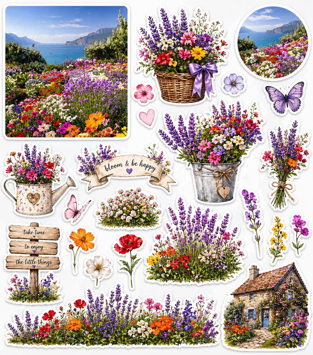 Flower Stickers Digital Download | Floral Planner Stickers | Cozy ...