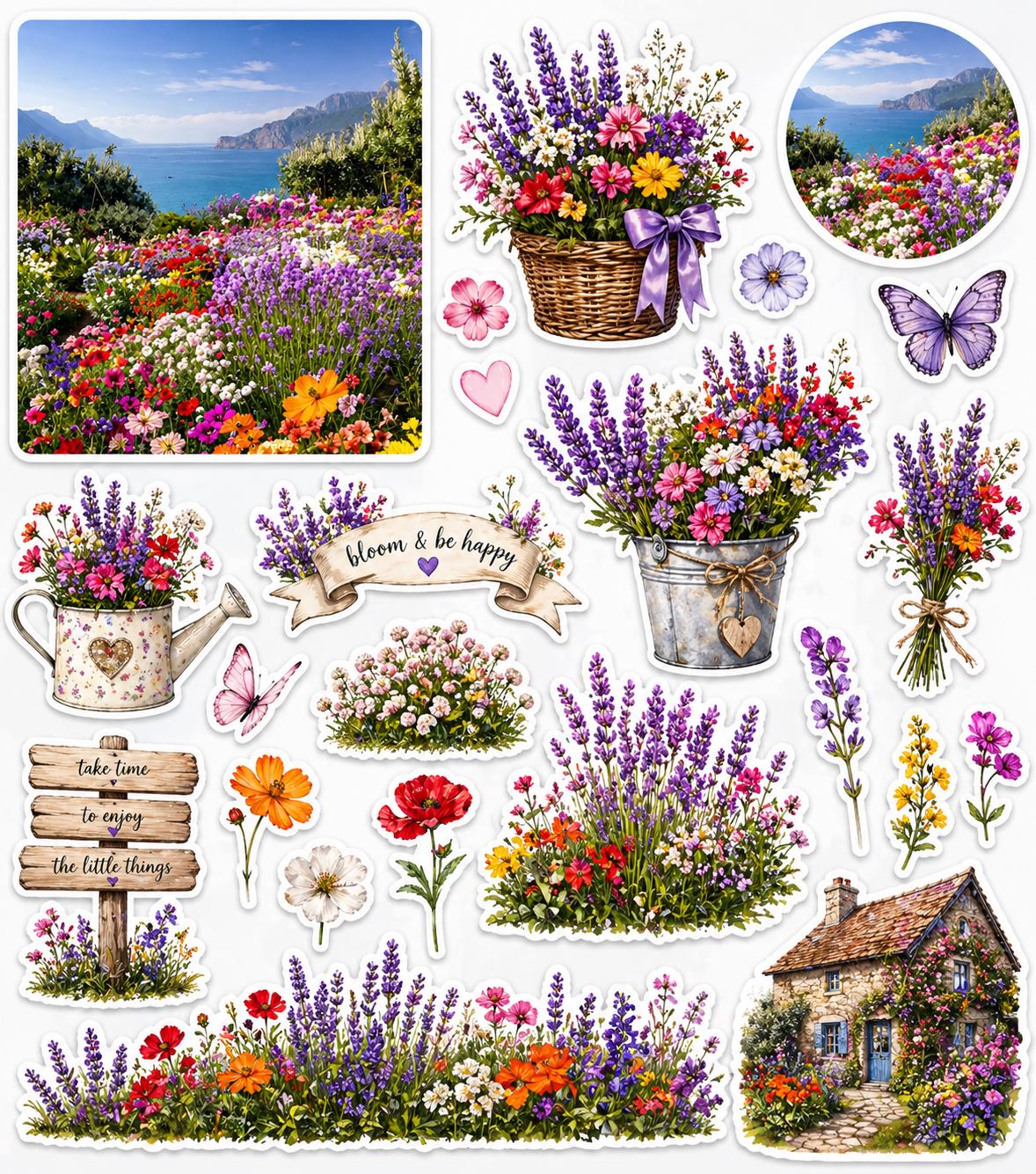 Flower Stickers Digital Download | Floral Planner Stickers | Cozy ...