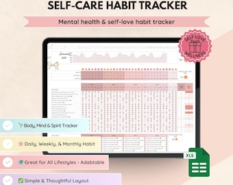 Self-Care Habit Tracker: Sunflower Wellness Journal (Google Sheets, PLR & MRR License)