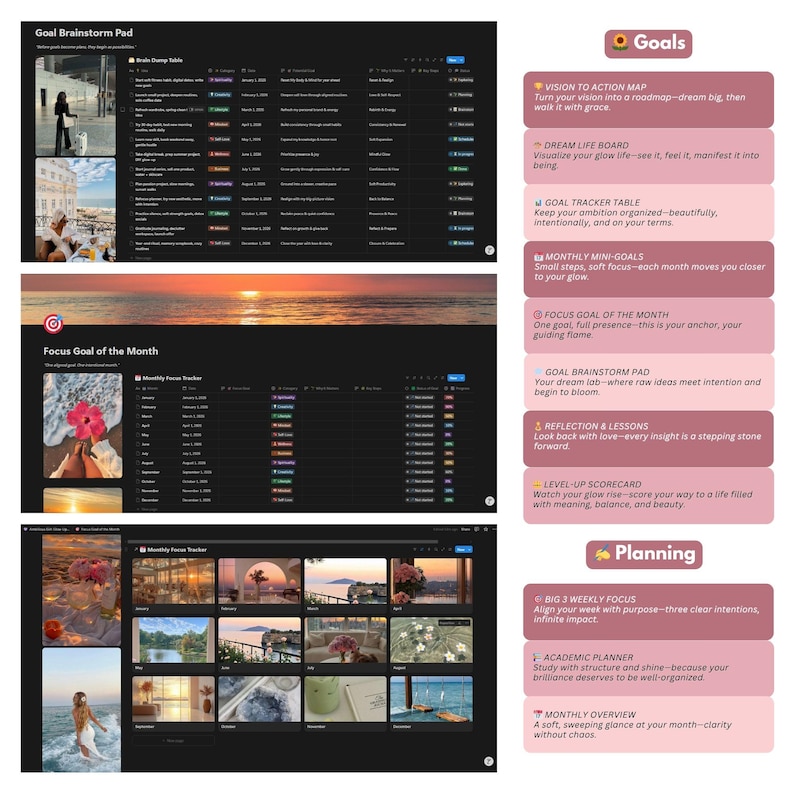 Glow-Up Notion Planner: Self-Care, Goals, Routines - PLR/MRR License (Digital Download bild 4
