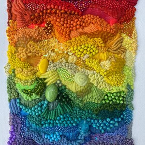 Rectangle à prisme de couleur : Broderie technique mixte n° 2
