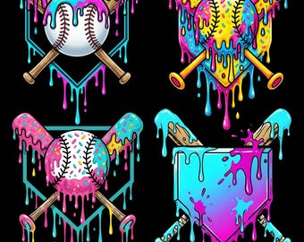 Baseball Home Plate Dripping Ice Cream Drip Youth Boys PNG, Cool Baseball Design, Kids Sports Graphic Digital Download