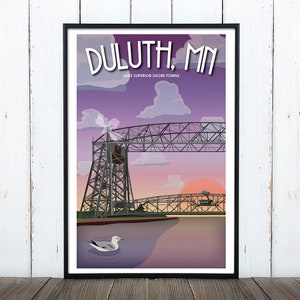 Aerial Lift Bridge Duluth, Minnesota Retro Travel Poster