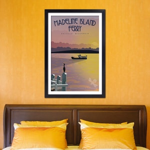 Madeline Island Summer Ferry Retro Travel Poster