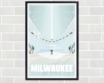 Milwaukee Art Museum Retro Travel Poster