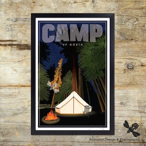 Tent Camping Retro Travel Poster