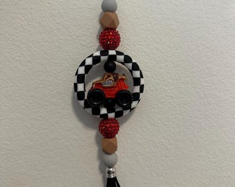 Monster Truck Car Charm: Beaded Rear View Mirror Decoration