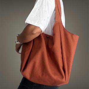 Oversized Canvas Tote Bag with Pockets, Large Shoulder Bag , Handmade Market Shopper, Everyday Travel Beach Carryall