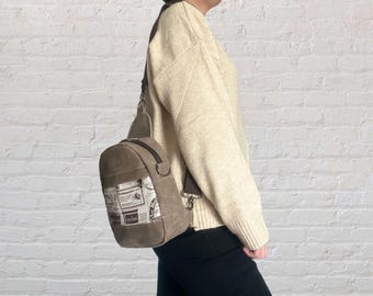 Convertible Mini Backpack Purse, Waxed Canvas Day Bag  display picture 1