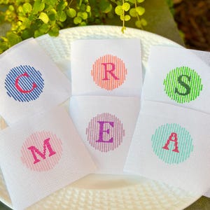 Needlepoint Monogram Canvas - 2&quot; Round | Personalized Initial Bag Charm | 18 Mesh | Preppy Gift | Custom Colors Available