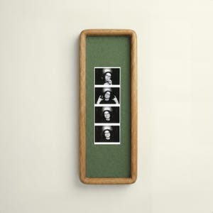 Solid Wood Photobooth Frame: Elongated Picture Frame with Coloured Mount, Ready Hang