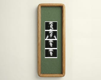 Solid Wood Photobooth Frame: Elongated Picture Frame with Coloured Mount, Ready Hang