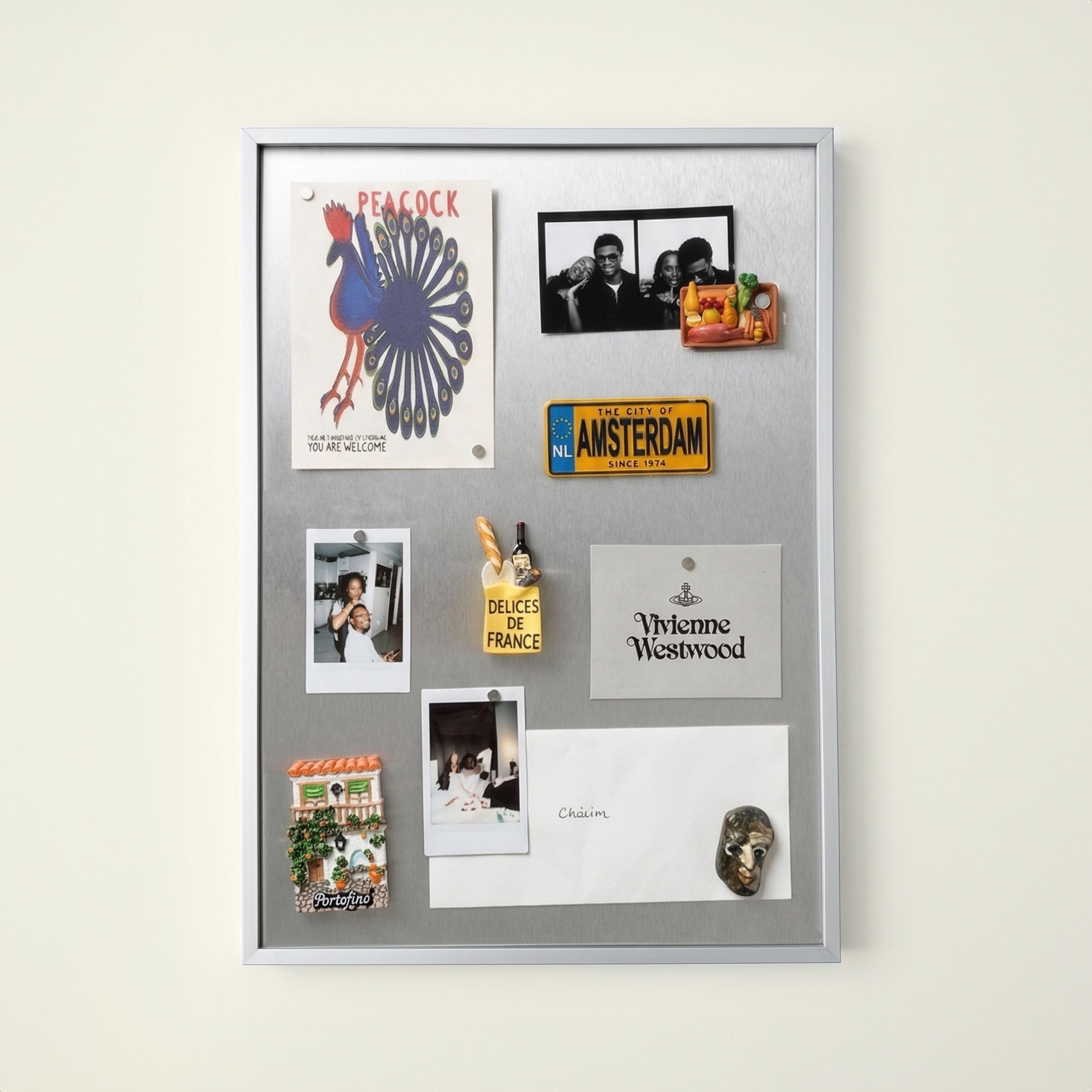 Magneetbord, verschillende maten en kleuren, inclusief 10 magneten, Made in Germany, 60 x 90 cm, antracietgrijs/antraciet