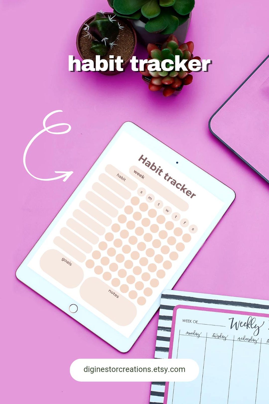 Minimalist Weekly Habit Tracker Printable - Productivity Planner (US ...