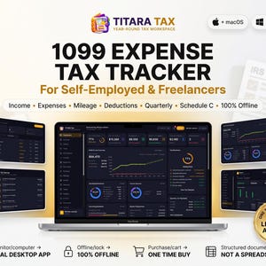 1099 Expense Tracker for Self-Employed Freelancers | Tax and Schedule C Planner (Offline, One-Time Buy)