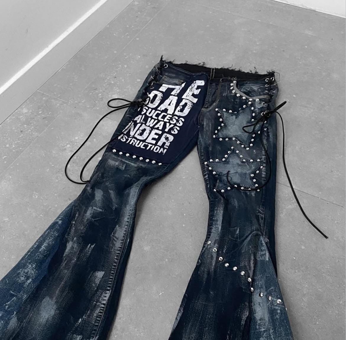 00s THEE HYSTERIC XXX studs flare pants
