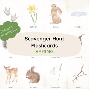 Cartes-éclair pour la chasse au trésor printanière – Activité de marche dans la nature pour les enfants | Aventure en plein air imprimable | BONUS INCLUS !