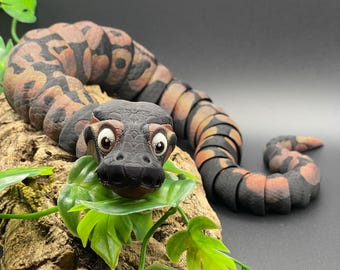 Articulating 3d Printed Toy - Ball Python Snake - Multiple Sizes and Keychain