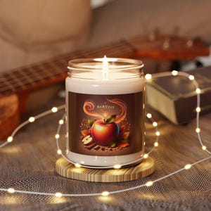 Harvest Apple Scented Soy Candle - 9oz Aromatherapy - Fall Decor, Gift, Relaxation, Home Fragrance, Eco-Friendly