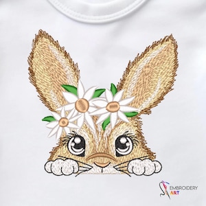 Floral Bunny Embroidery Design, Cute Rabbit Embroidery, Bunny Pattern File, Bunny Machine Embroidery Design, Rabbit Embroidery Design