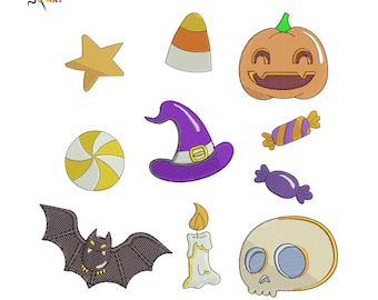Halloween Embroidery Designs, Spooky Icons (PES File)