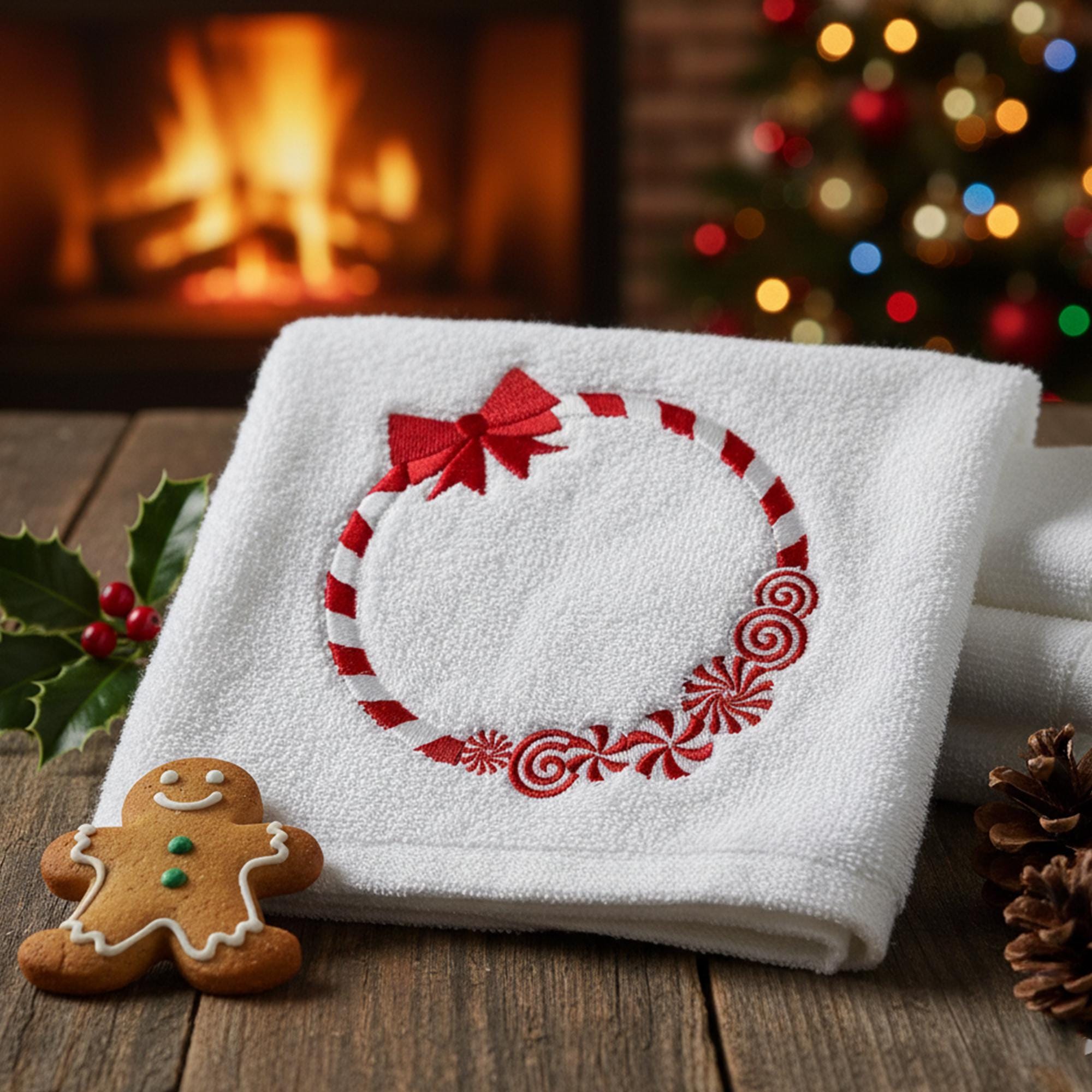 Weihnachts-Handtücher Set – 4 Stück, Bestickt, Festlich