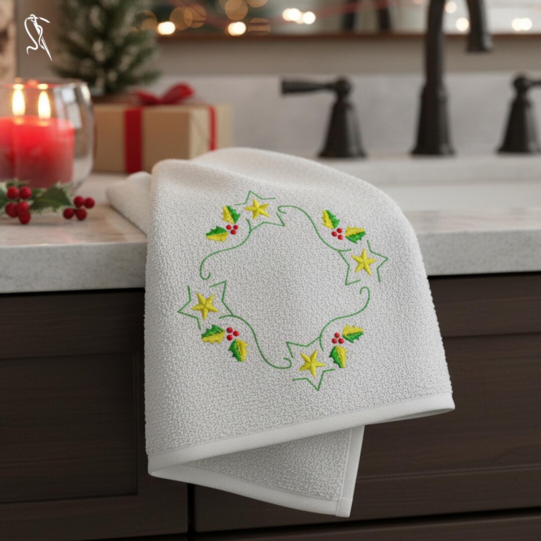 クリスマスリースの刺繍デザイン：ホリデーシーズンのバンドル