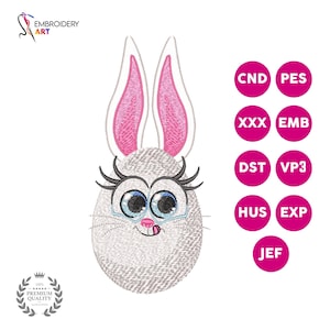 Easter egg rabbit Embroidery Design, Cute Rabbit Machine Embroidery, Bunny Pattern File, Bunny Machine Embroidery Design, Instant Download