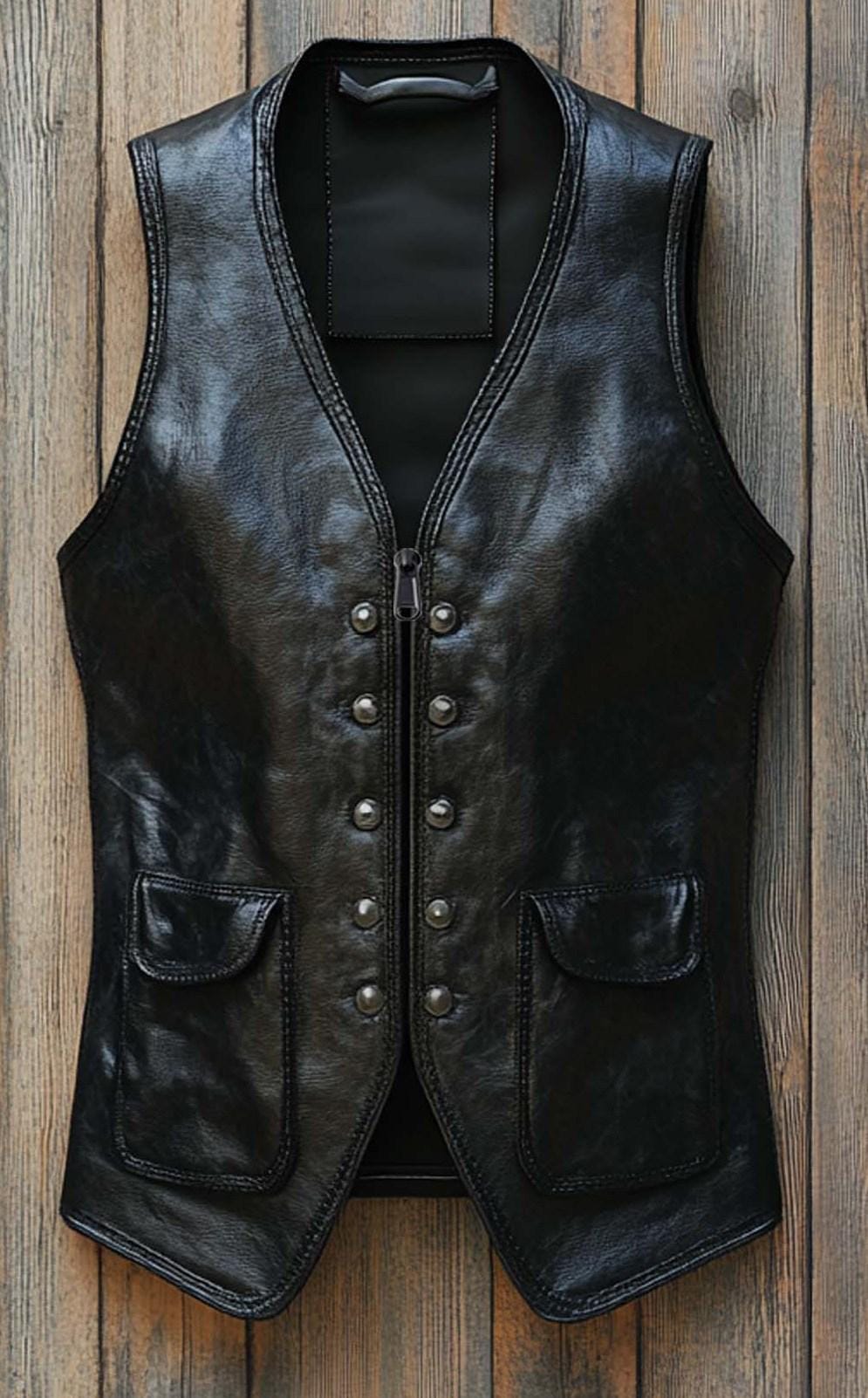 Vintage leather vest - Etsy 日本