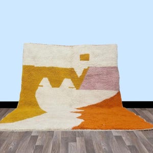 Custom Handmade Carpet, Orange Authentic Berber Rug, Gorgeous Beni Ourain Rug, Genuine Wool Rug, Orange Hand Woven Carpet,Cozy Chic Wool Rug