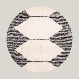 Runder Teppich nach Kundenwunsch, Beni Ourain Bunter Teppich -Geometrischer runder Teppich -Rundteppich nach Maß -Bunter Wollteppich, Echter Wollteppich
