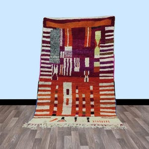 HANDMADE ORANGE MOROCCAN Carpet, Custom Beni Ourain Area Rug, Berber Boho Wool Rug, Colorful Abstract Boho Rug, Cozy Chic Rug.