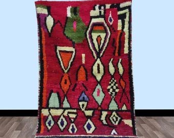 CUSTOM MOROCCAN RED Rug ,Authentic Moroccan Rug, Abstract Carpet,Handmade Moroccan Rug,Custom Bohemian rug,Fabulous Boujaad Rug