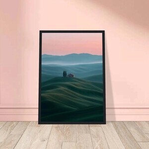 Toscaanse eenzaamheid - Artistieke illustratie op papier | Landschap & Contemplatieve Kunst | Poster A3-formaat | Kokodaac