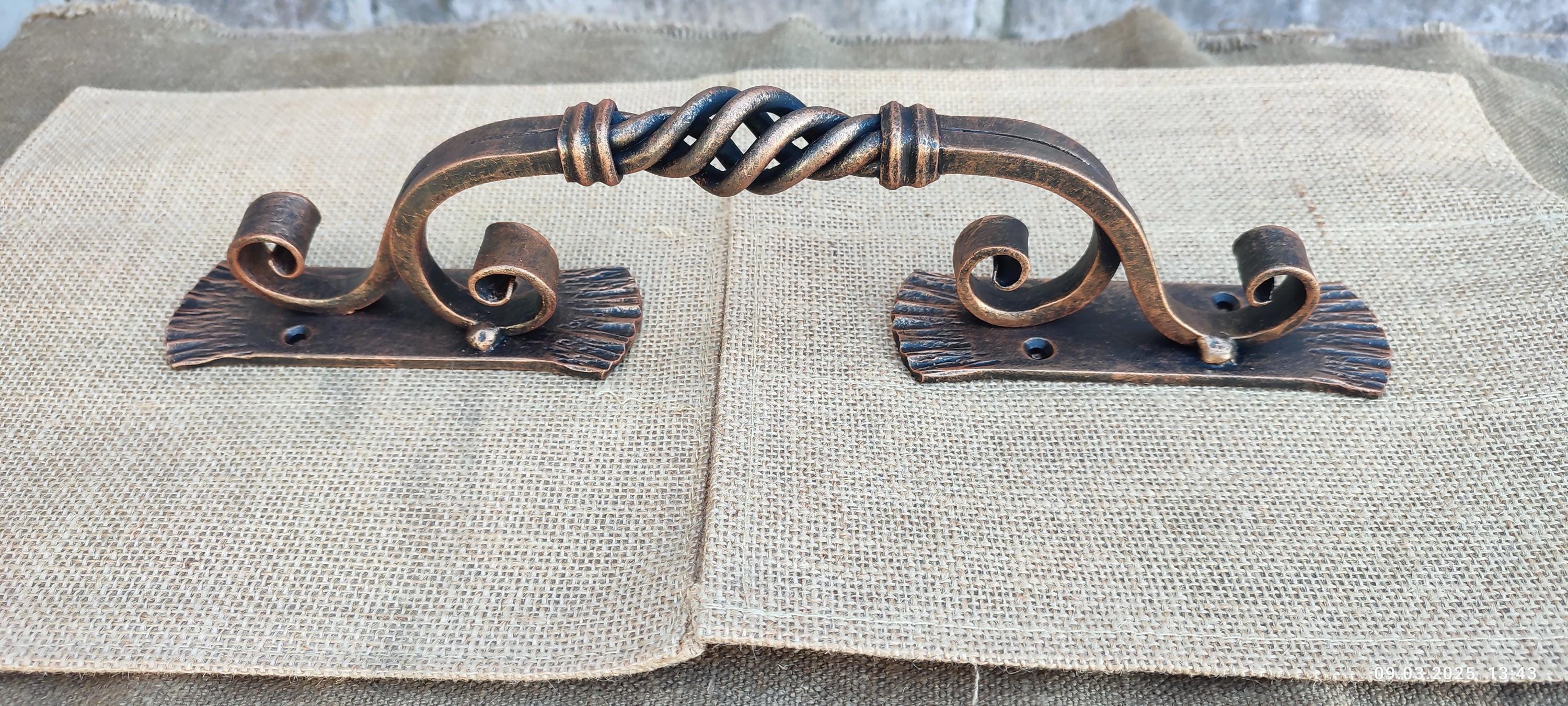 Barn Door Handle Hand Forged Wrought Iron Pull Rustic Heavy Duty Gate ...