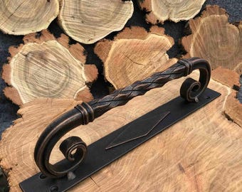 Tirador de puerta forjado, tirador de hierro rústico, tirador de hierro hecho a mano, tirador de puerta de herrero, tirador de hierro vintage, regalo para él, herrajes de herrero hechos a mano