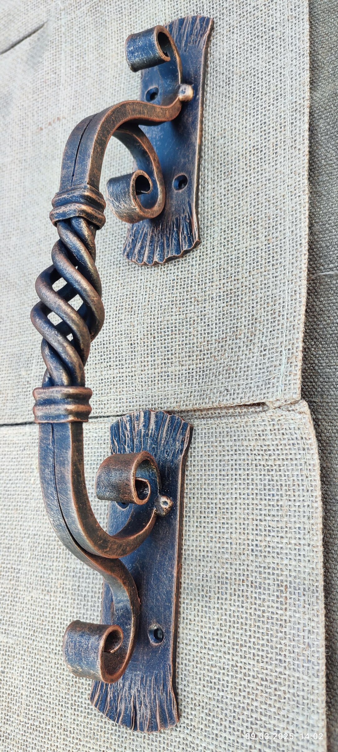 Barn Door Handle Hand Forged Wrought Iron Pull Rustic Heavy Duty Gate ...